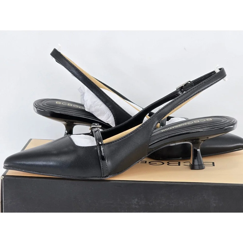 BCBGeneration Kami Slingback Pumps Womens 6.5 Black Pointed Toe - New